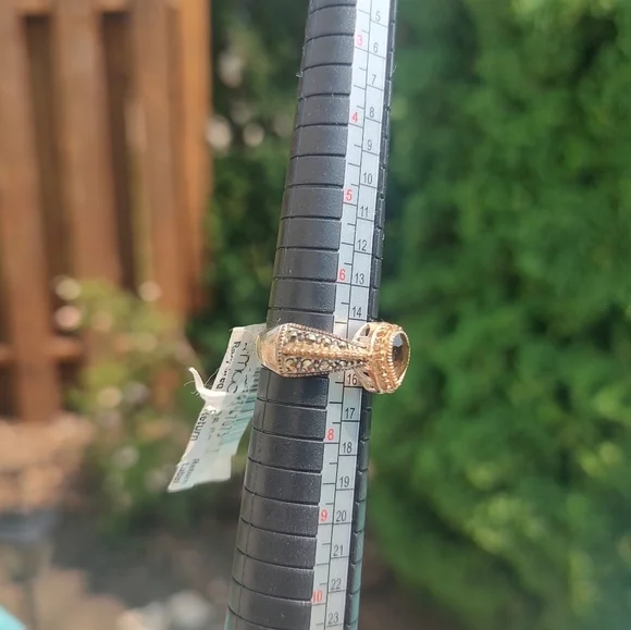 Judith Jack Ring Marcasite Silver Gold with Gem Size 7 - Picture 5 of 16